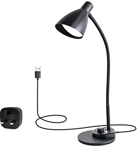 ISeebaibi Desk Lamp, Desk Light Features 3 Color Temperature and 20 Brightness Levels, Eye-Caring Metal Led Desk Lamp for Office and Bedroom, 10W, 1000 Lumens, Adapter Included (Black)