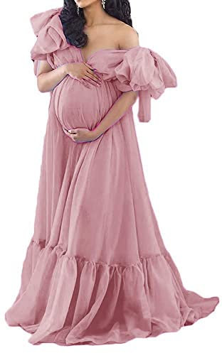 HPPEE Robe de chambre bouffante en tulle pour femme, vieux rose, 34