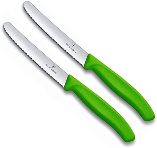 Victorinox | 2 Stück Tafelmesser Swiss Classic | Grün | Tomatenmesser mit Wellenschliff | rostfrei | Swiss Made