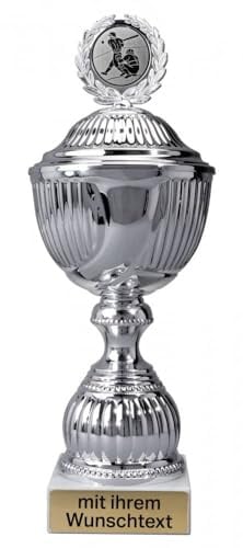 Deitert Pokal 12er Serie in Silber - 42,5 cm Trophäe mit Wunschtext graviert und Sportemblem nach freier Auswahl - Sportpokal mit Marmorsockel für Ihre Siegerehrung 59180