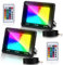 Cecaylie RGB LED Strahler Außen 2er 50W mit Fernbedienung, RGB Fluter LED Dimmbar Gartenstrahler, 16 Farben 4 Modi IP66 Wasserdicht, Memoryfunktion für Party Außen