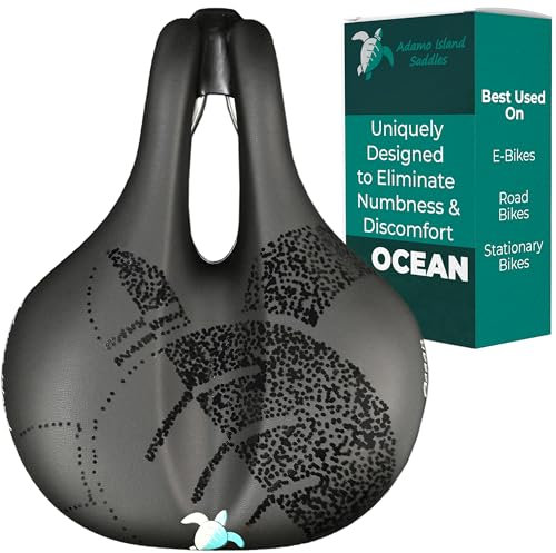 Adamo Island Sattel Ocean Comfort Fahrradsattel – Anatomische Entlastung Fahrradsattel für Spin-Bikes, E-Bikes & stationäres Fahrrad mit wasserdichter Abdeckung – EBike Sitz reduziert Taubheitsgefühl
