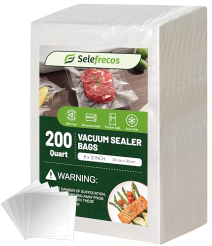 Weston Vakuumbeutel, BPA-frei, 200 l, 20,3 x 30,5 cm, Vakuumbeutel für Lebensmittelaufbewahrung, Versiegelung einer Mahlzeit, Weston. Strapazierfähige Vakuum-Lebensmittelaufbewahrungsbeutel für
