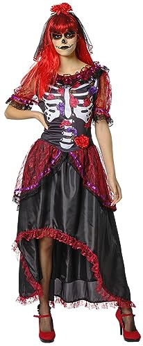 Rubies Le Catrina-Kostüm für Damen, bedrucktes Kleid und Stirnband, offizielles Rubies für Halloween, Karneval, Party und Cosplay