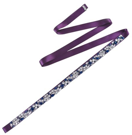 Disimlarl Cintura sottile da sposa con strass cintura da cerimonia nuziale abito da palcoscenico decorazione in vita, Nastro viola., Etichettalia unica