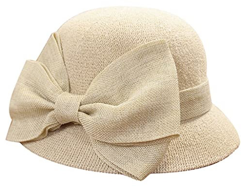 Stoffhut Schwarz Kuh Hut Mode-Frauen-Sonne-Strand-Hut-Kappen-Sommer-Hut-weicher Bogen-Baseballmützen Fischerhut Doll Fischerhut Mädchen 51 (Beige, One Size)