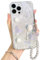 NITITOP Compatible with iPhone 14 Pro Max Case Cute Clear 3D Butterfly with Flower Floral Pearl Glitter for Girls Women Soft TPU Shockproof Protective Cover Girly - iPhone 14 Pro Max