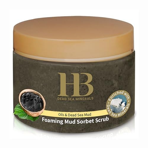 HB Dead Sea Minerals 450 g Body Scrub with Dead Sea Salt - Body Scrub for Effective Skin Rejuvenation, Exfoliating Face & Body, Face Scrub Woman, Foot Scrub, Shower Scrub Women