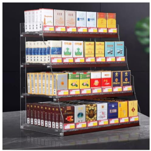 BESNUT Cigarette Display Rack Shelf, Auto Cigarette Pusher Cigarette Display Holder, Commercial Storage Organizer Display Rack (Color : Clear, Size : 38.5x29x61.5cm)