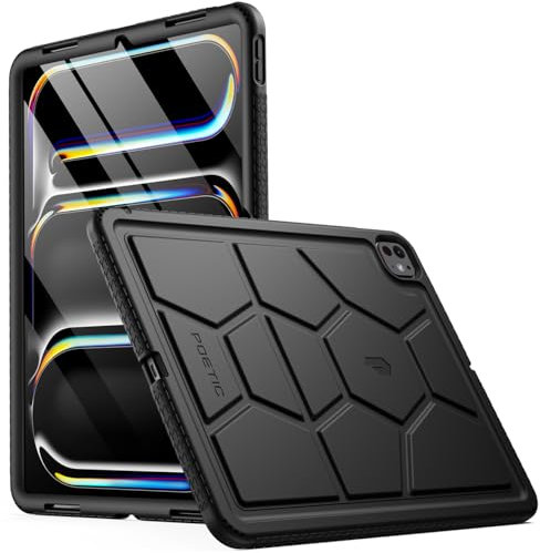 Poetic TurtleSkin - Funda para iPad Pro de 13 pulgadas 2024, resistente a los golpes, resistente a los golpes, protección contra caídas, funda de silicona para niños, color negro