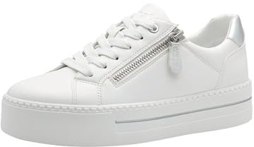 Jana Damen Plateau Sneaker mit Reißverschluss Vegan, Silber (White/Silver), 36 EU