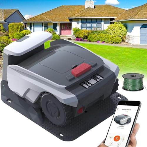 Fablestoryem Tosaerba Robotizzato 18-RM - Tosaerba Robot Completamente Automatico con Docking Station per Ricarica Automatica - per Prati Fino a 1500m², Larghezza di Taglio 19cm e Altezza 20-55mm