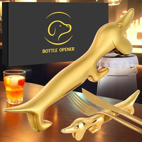 LULLEA Décapsuleur Multifonction en Forme de Teckel - Support de Baguettes, Repose-Baguettes, Porte-Couverts - Cadeau d'Anniversaire et de Noël pour Hommes