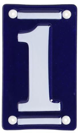 MAISONICA French Blue & White Number Door Numeral - Traditional Embossed Enamelled Sign Plaque - Number 1