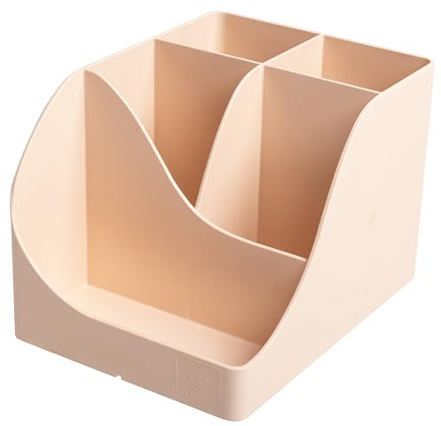 Exacompta - Réf. 69531D - Carton de 4 pots à crayons Pen Wave Skandi Nude - 5 compartiments - 4 compartiments hauts pour les grands ustensiles et 1 compartiment bas pour les petits ustensiles