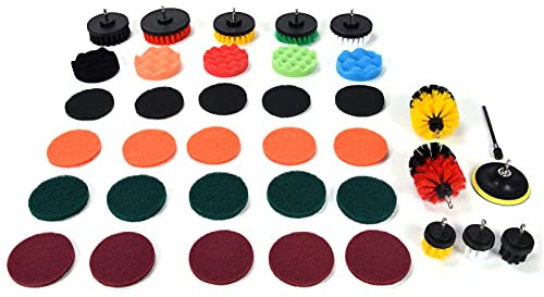 Ensemble de Brosses de Forage, Ensemble de Brosses de Détail, Ensemble de 37 Brosses de Forage, Brosse à Récurer électrique, Tampon de Polissage pour le Nettoyage de la Maison