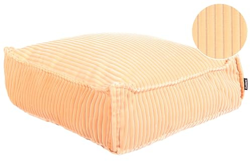 Beliani Bodenkissen Baumwolle Samtstoff pfirsich rosa 55 x 55 cm quadratisch Allozai