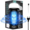 Qoosea Lampe Anti-Moustiques Tueur d'Insectes Solaire Électrique Bug Zapper Anti-Mouches Insectes avec Grille 4200V, Charge USB-C, Batterie 4000mAh & Étanche IP65 pour Jardin, Intérieur (QH50T)