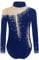 Yruioon Mädchen Turnanzug Glitzer Langarm Gymnastikanzug Strass Glänzend Eiskunstlauf Body Overall Sportbody Wettbewerb Tanzkostüm Navy blau 146-152