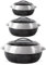 3-Pcs Fiesta Insulated Hot Pot Set | Double-Walled Casserole Pot with Lids, Thermal Hot Pot Food Warmer Containers for Hot & Cold Meals, Stainless Steel Liner (Black-Silver)