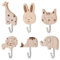 HJZHII 6 Stück Süße Tier Kleiderhaken, Selbstklebende Hölzerne Tier Cartoon Wandhaken Elefant Wal Katze Löwe Kaninchen Giraffe Garderobenhaken Kinder Für Schlafzimmer Badezimmer Küche