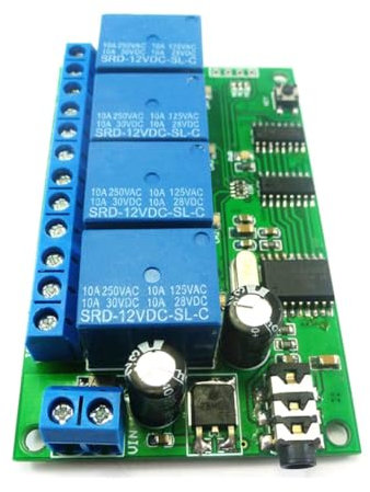 Fozriybefy AD22B04 Relais 4 Canaux DTMF Décodeur de Signal de Tonalité Module de Relais de Télécommande 12 V DC pour PLC Smart Home
