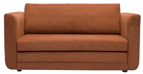 Miliboo Schlafsofa, 2-Sitzer, Stoff, Velours-Effekt, strukturiert, Terrakotta, Leon