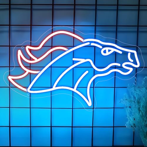 Horse Neon Sign, LED Football Team Neon Light for Wall Decor, Dimmable Light Up Sign with USB Powered for Bedroom Game Room Man Cave Living Room Bar Home Dorm Party