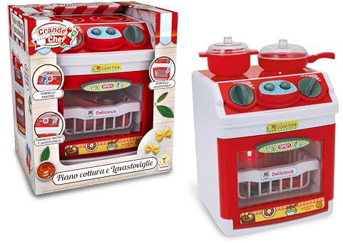 Teorema 2 in 1 Dishwasher and Stove Toy for Children with Light and Sound, Opening Door with Accessories, Batteries Included
