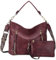 Chase Chic Handtasche Damen, Leder umhängetasche Shopper Hobo Taschen Geldbörse set Gross Schultertasche mit Abnehmbar Schulterriemen 2pcs Dunkelrot