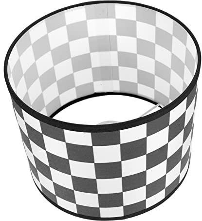 CANIGHT Linen Lampshade Black Lampshade Pattern Cloth Lamp Cover Lamp Shades Burlap Rustic Stripe Plaid Drum Shade Eclectic Decor Pleat Fabric Plaid Charcoal Floor Checkered Fabric Black