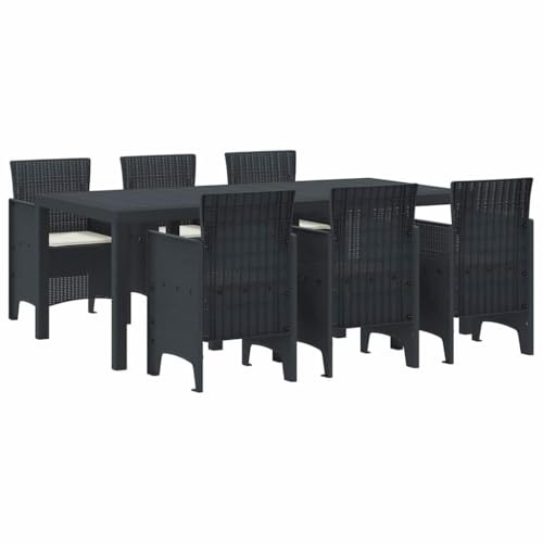 vidaXL Garten Essgruppe 7 pcs Anthrazit Polypropylen, Stylisches Garten- und Terrassenset, leichtes Möbelset für draußen, perfekt für Familienfeiern, minimalistisches Design