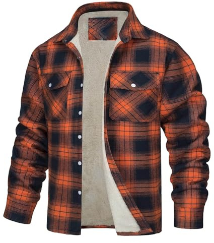 Chemise thermique en polaire chaude pour homme - Chemise de bûcheron - Veste intérieure en polaire - Veste épaisse à carreaux avec fermeture éclair - Doublure en peluche - Loisirs - Chemise doublée à
