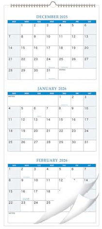 Penlimly 2026 großer Wandkalender - 3 Monate Kalender 2025-2027,Bürobedarf Reisen Alltag Zuhause Kühlschrank Workout Feier Hochzeit Geburtstag Training