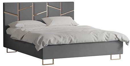 4ALL HOME Polsterbett Arctis 120/140/160/180/200x200 cm mit Bettkasten und Lattenrost – Designerbett – Komfortbett mit Stauraum – Mettalrahmen mit Gasdruckfedern (Royal 28 Grau, 160x200 cm)
