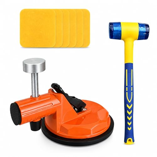 Boden Reparatur Set Laminat - Laminat Werkzeug für Klick Laminat und Vinylboden - Bodenspalt Fixierwerkzeug mit Gummihammer und Klebepads - Fugen Schließen Ohne Schäden - Verlegeset DIY