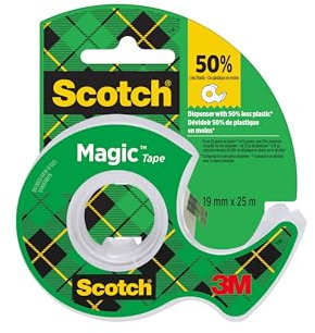 Ruban invisible Scotch Magic, 1 rouleau, 19 mm x 25 m + dévidoir manuel