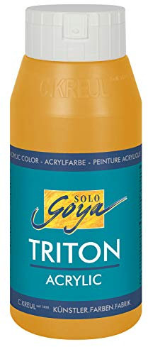KREUL 17004 - Solo Goya Triton Acrylfarbe brillantocker, 750 ml Flasche, schnell und matt trocknend, Farbe auf Wasserbasis, in Studioqualität, vielseitig einsetzbar, gut deckend und ergiebig