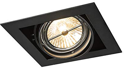 Qazqa - Design Einbaustrahler schwarz AR111 verstellbar - Oneon I Wohnzimmer I Schlafzimmer - Stahl Quadratisch - LED geeignet G53