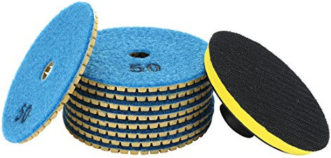 sourcing map 4-inch Diamond Wet Polishing Sanding Grinding Pads Grits 50 10pcs W Rubber Backer Pad