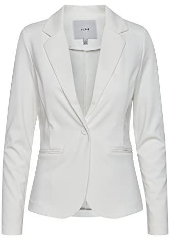 ICHI IHKATE BL Damen Blazer Kurzblazer Jacke Ein-Knopf-Blazer mit Stretch und Reverskragen, Größe:S, Farbe:Cloud Dancer (10111)