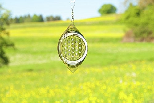 Berk Edelstahl Mobile Blume des Lebens mit Kristallen, 15 cm