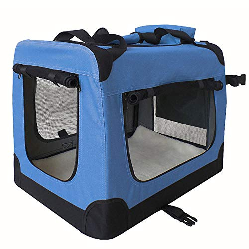 Faltbare Hundebox Transporttasche Transportbox Auto für Katze Hunde Große Kleine Box Bag Bed Decke Klein Auto Transport 7 Größen Taschen Fünf Farben Petigi (Blau, XXXL (101 x 68 x 70 cm))