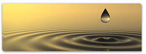 PICSonPAPER Leinwandbild Panorama Zen Tropfen, 90 cm x 30 cm, Dekoration, Kunstdruck, Wandbild, Geschenk, Leinwand Zen, Yoga, Entspannung (Zen)