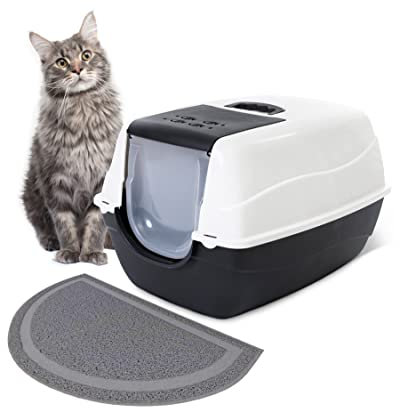 PETGARD XXL Katzen-Klo Orlando inkl. Matte - Tier-Toilette - Hauben-Toilette - Haustier-Klo - Katzen-Toilette für große Katzenrassen - 70x57x46 cm