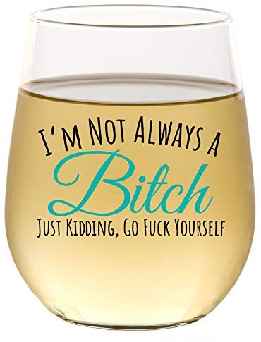 Funny Wine Glass for Women Men - Gifts for Women, Cute Stemless Wine Glass, Funny Christmas Birthday Drinking Glasses for Best Friend BFF, Unique Inappropriate Adult Humor Gift for Her