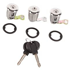 Ensemble de serrure de porte, ensemble de barillet de serrure de porte de voiture 252522 avec clés (trois cylindres de serrure)