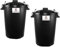 Srendi® 2 x 85Litre Black Plastic Bin Heavy Duty Refuse Bin With Lockable Lid Ideal for Outdoor/Rubbish/Waste/Dustbin/Animal Feed