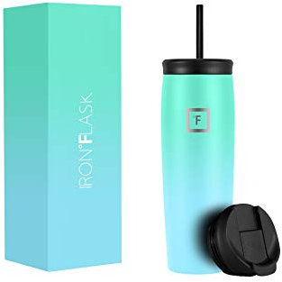 IRON °FLASK Nomad Tumbler - 710 ml, 2 Lids (Straw/Flip), Vacuum Insulated Stainless Steel Bottle, Double Walled, Thermo Coffee Travel Mug, Water Metal Canteen