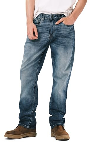 Buffalo David Bitton Men's Relaxed Straight Driven Jeans, Authentic and Sanded Indigo, 34W x 32L